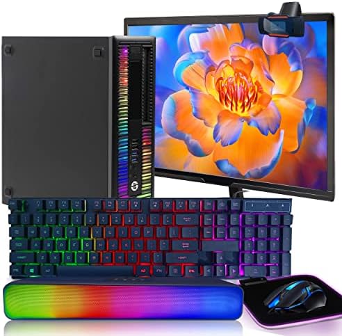 HP RGB Gaming Desktop Combo I5 6500 up to 3.6GHz,16G,128G SSD+3T,GeForce GT 730 2G GDDR5,New 24" 1080P LED,WiFi,BT 5.0,RGB BT SoundBar,RGB Keyboard&Mouse&Mouse Pad,Webcam 1080P,W10P64(Renewed)
