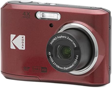 KODAK PIXPRO FZ45-RD 16MP Digital Camera 4X Optical Zoom 27mm Wide Angle 1080P Full HD Video 2.7" LCD Vlogging Camera (Red)