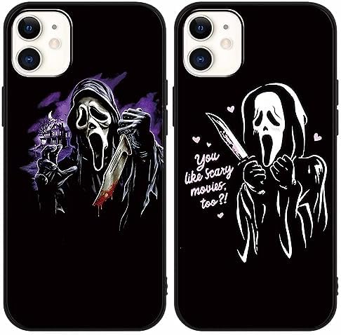 OOTBAO 2 × Cool Phone Case for iPhone 11 Case Silicone 6.1", Scream Horror Movie Anime Printed Cases, Cute Skull Pattern Design for Women Men Boys Girls, Soft Funda for iPhone11, Ghost Face