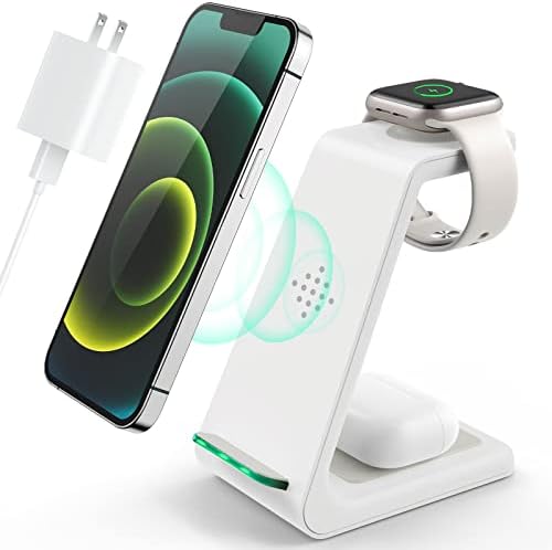Wireless Charging Station, 3 in 1 Fast Desk Charging Station, Wireless Charger Stand for iPhone 14/13/12/11 Pro Max/X/Xs Max/8/8 Plus, AirPods 3/2/pro, iWatch Series 8/7/6/5/SE/4/3/2