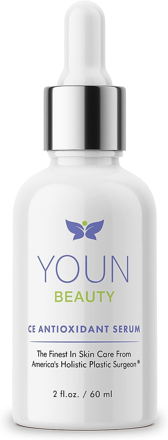 YOUN Beauty 20% Vitamin C & E Face Serum by Holistic Plastic Surgeon Dr. Anthony Youn – Antioxidant Serum with Hyaluronic Acid & Ferulic Acid for Skin Hydration & Nourishment – All Skin Types, 2 Oz