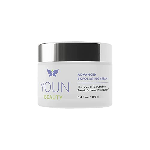 YOUN Beauty Advanced Exfoliating Face Cream, 100ml (3.4 Oz) – Paraben-Free & Cruelty-Free Gentle Facial Exfoliator with Shea Butter, Vitamin E, Jojoba Oil, and Grapeseed Oil for Softer & Smoother Skin