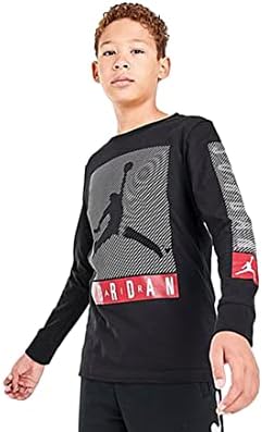 Jordan Blinds Long-Sleeve Boys Active Shirts & Tees Size S, Color: Black/Red/White